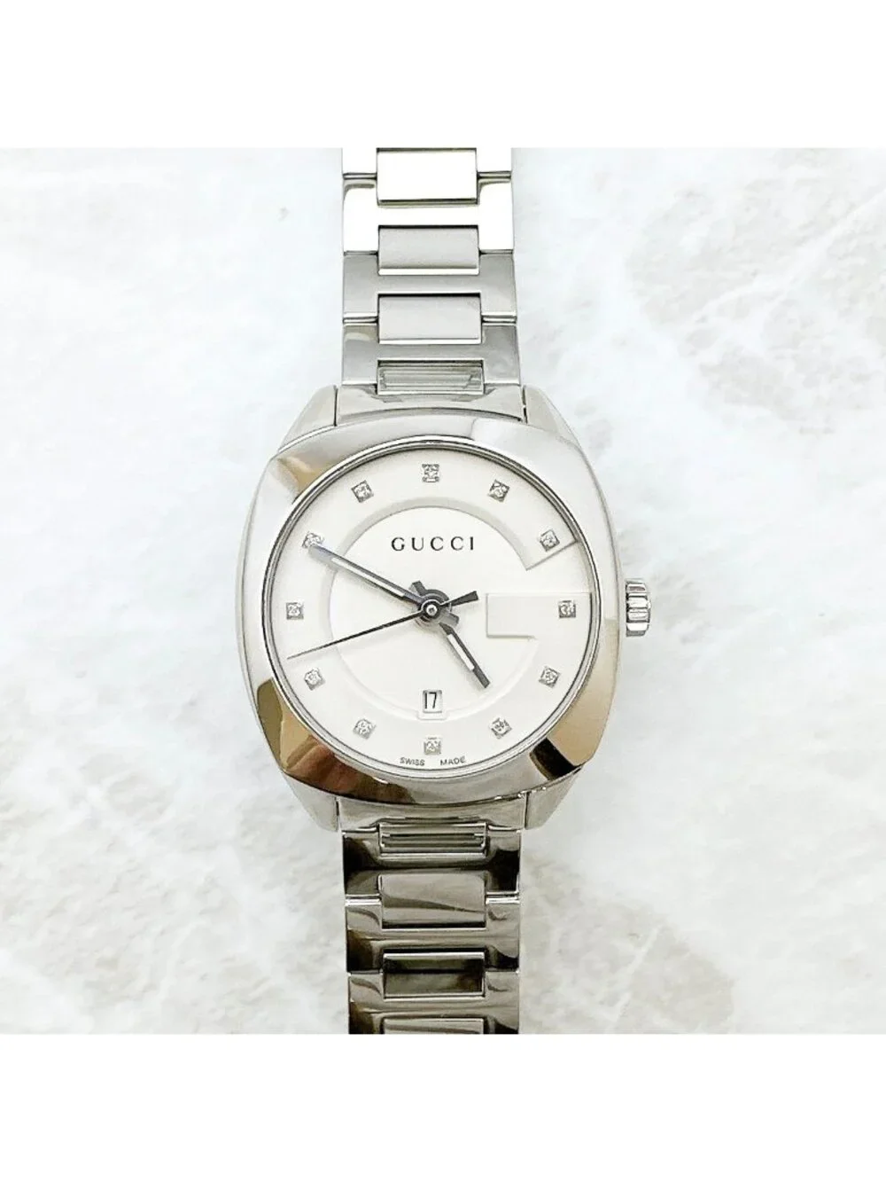 Gucci 142.5 Watch Diamond Quartz Stainless Steel 17